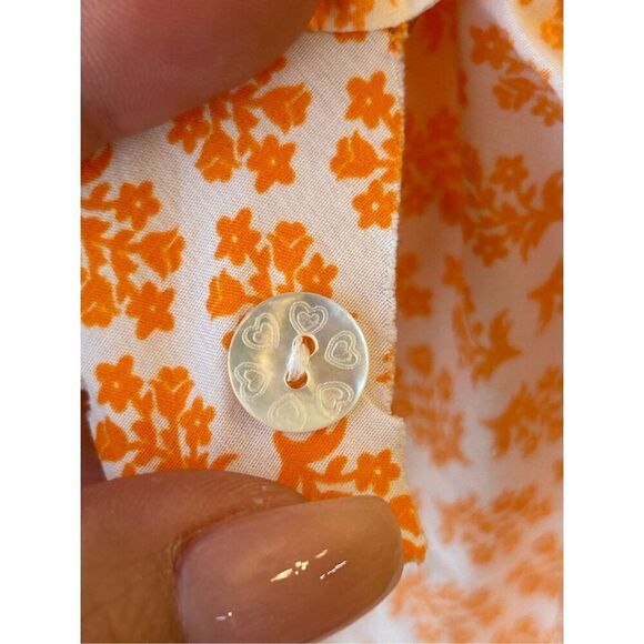Max Volmary Floral Print Blouse 100% cotton sz 8 orange garden colorful - Picture 10 of 10